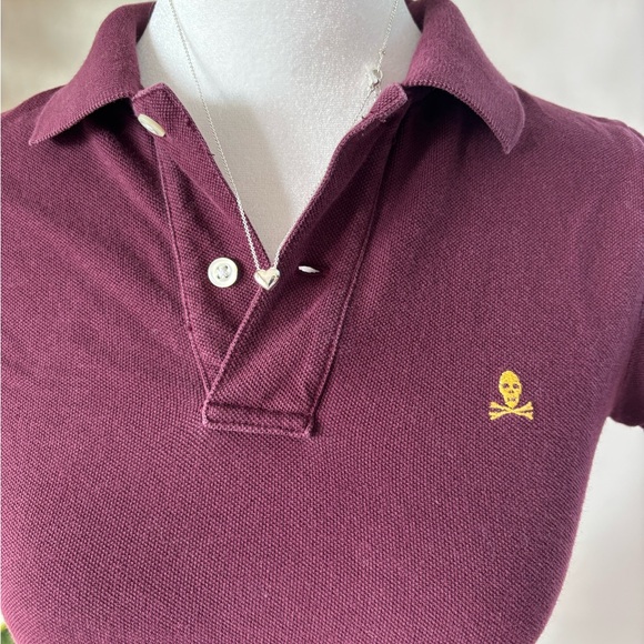 Ralph Lauren vintage Burgundy Rugby skull Polo Shirt - Picture 2 of 4